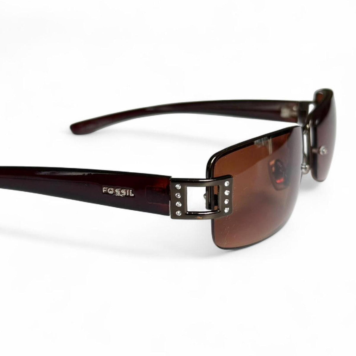 Vintage 2000's Fossil Squre Wire Frame Y2K Casual Sunglasses.