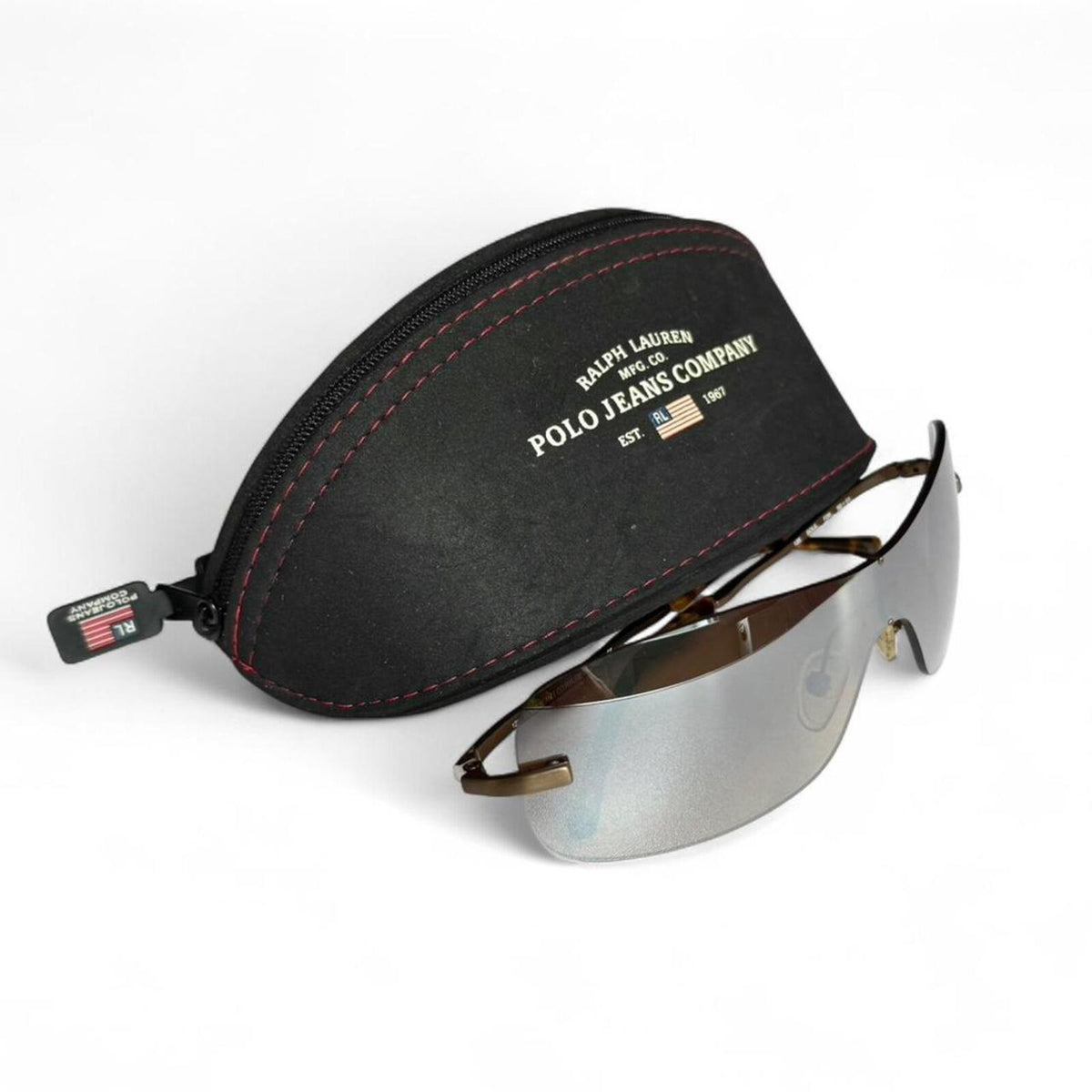 Vintage 90's Polo Jeans Soul Rimless Shield Reflective Tortoise Shell Sunglasses
