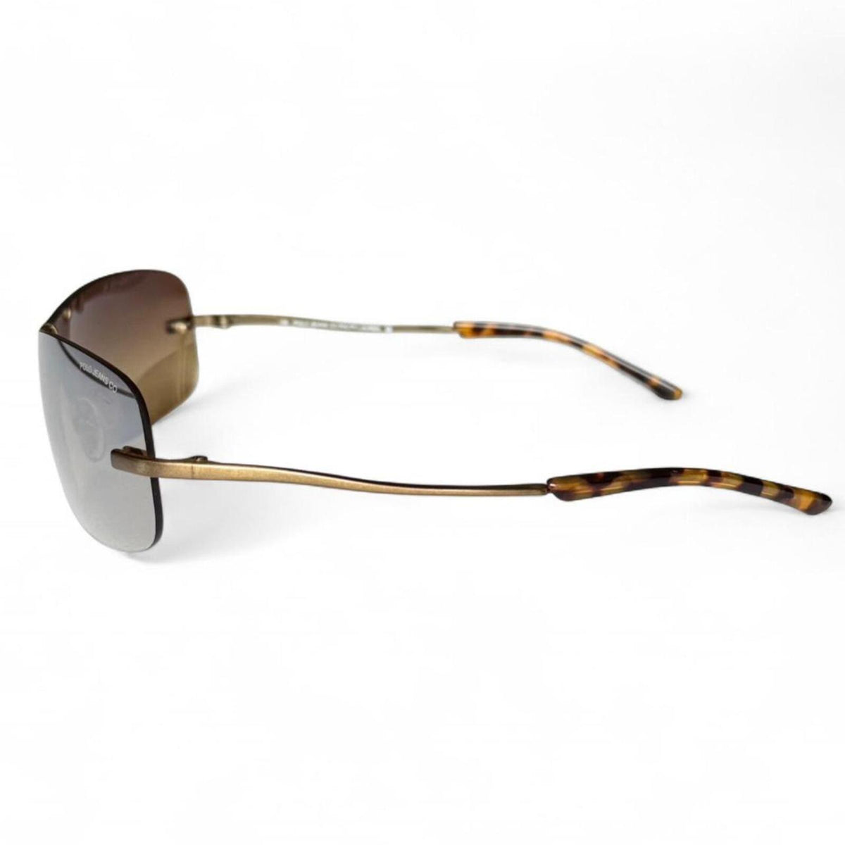 Vintage 90's Polo Jeans Soul Rimless Shield Reflective Tortoise Shell Sunglasses