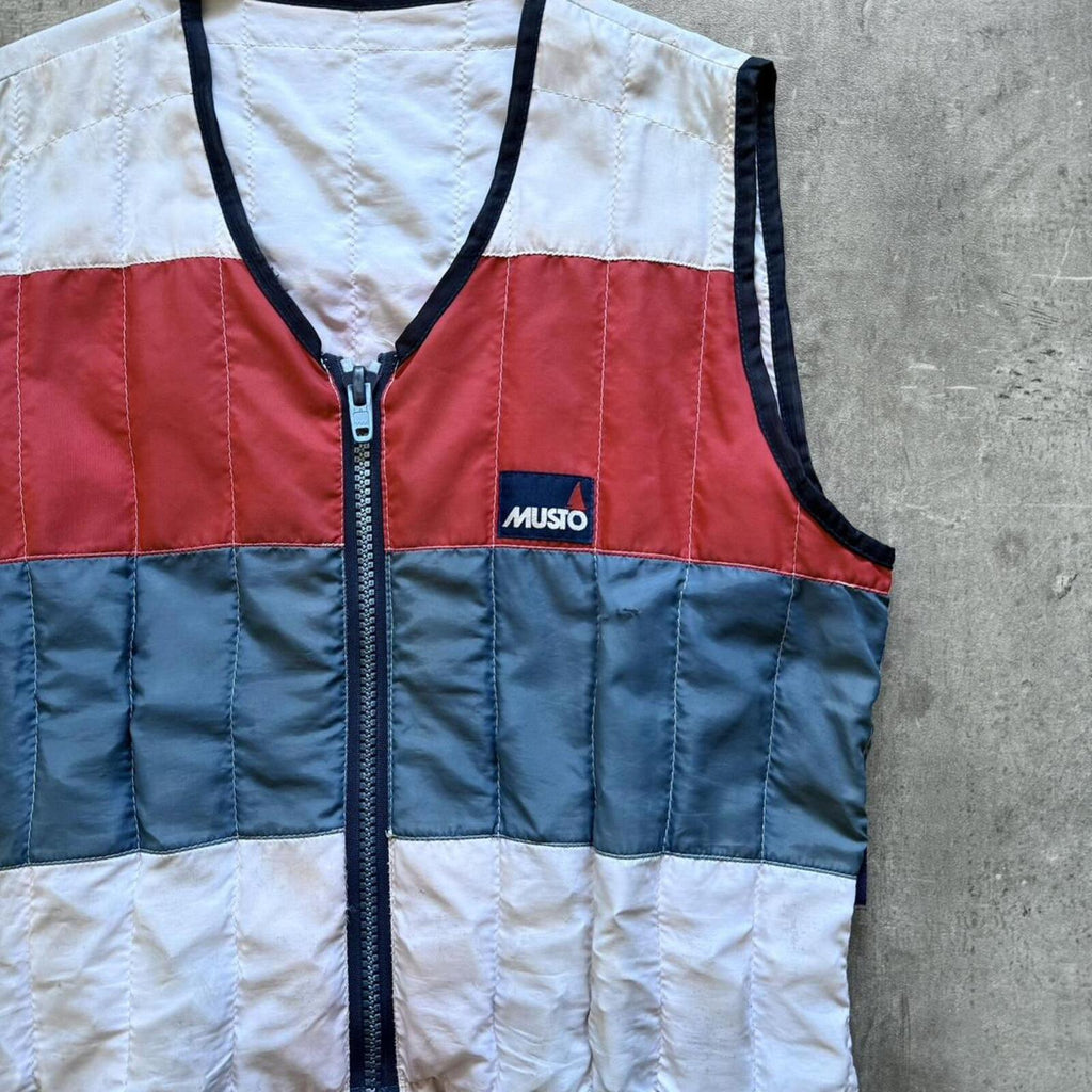 Vintage 1980's Musto Quilted Colourblock Technical Sailing Vest.