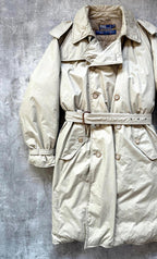 1990's Polo Ralph Lauren Double Breasted Goose Down Belted Commander Trench Coat