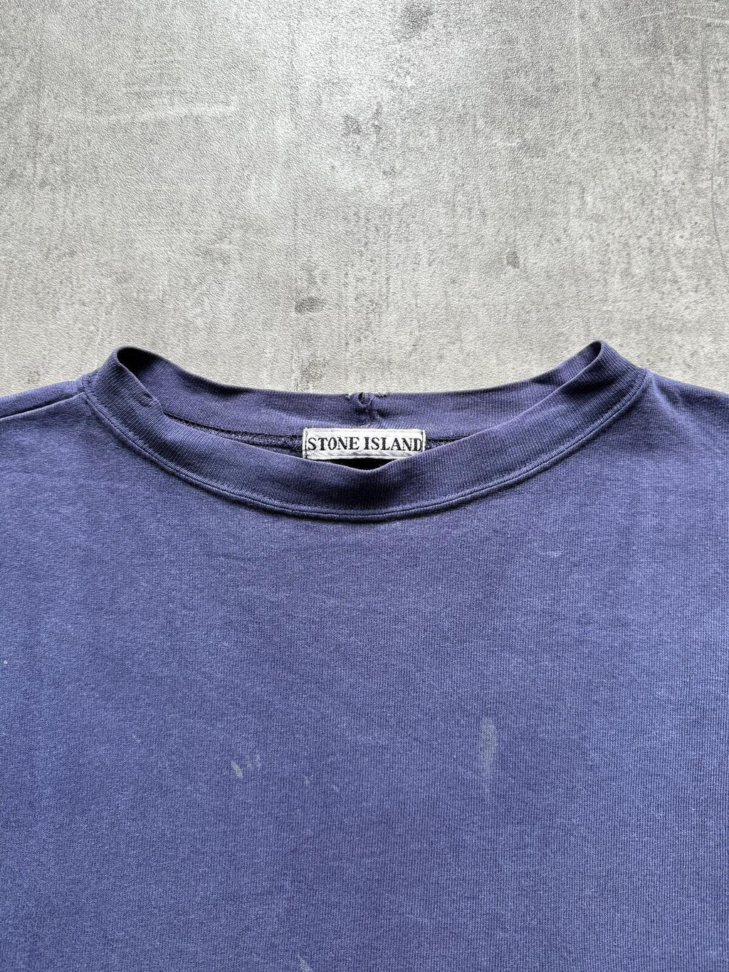 Vintage 80s Stone Island Marina Garment Dye Distressed Square Pocket Graphic Tee