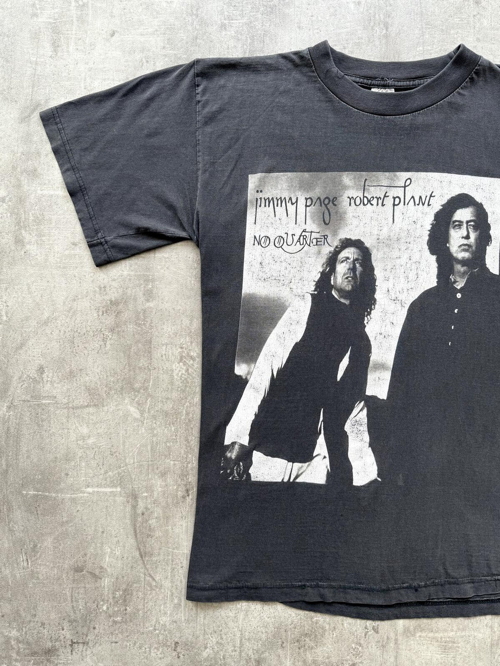 1995 Jimmy Paige & Robert Plant No Quarter Tour Led Zeppelin Faded Graphic Tee.