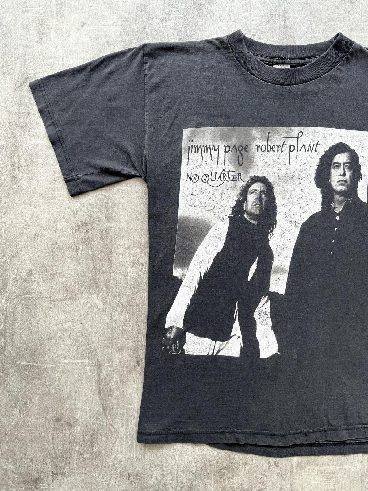1995 Jimmy Paige & Robert Plant No Quarter Tour Led Zeppelin Faded Graphic Tee.