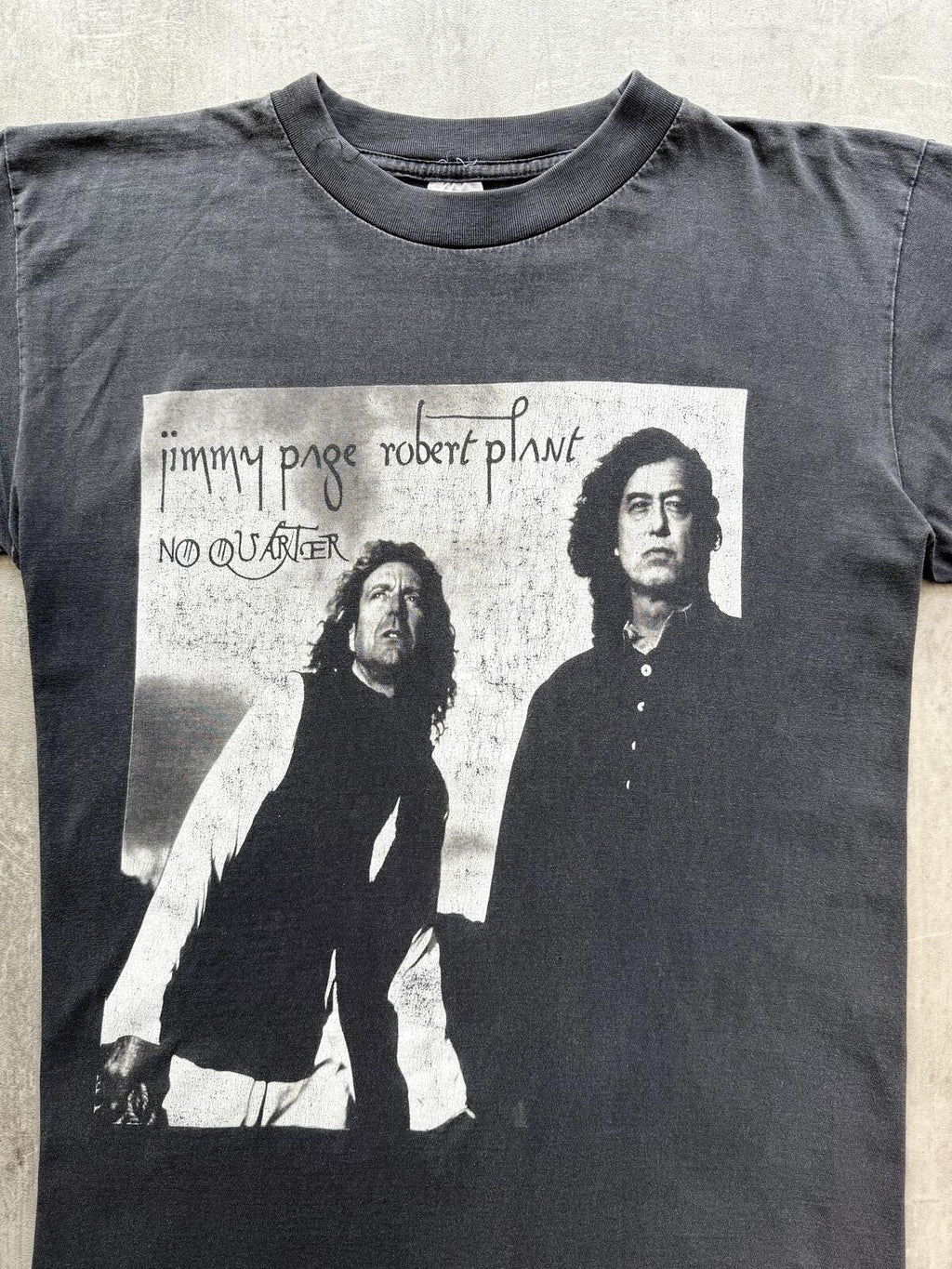 1995 Jimmy Paige & Robert Plant No Quarter Tour Led Zeppelin Faded Graphic Tee.
