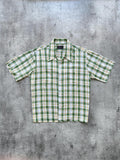 Vintage 70’s Sears USA Green Plaid Dagger Collar Cropped Two Pocket Summer Shirt