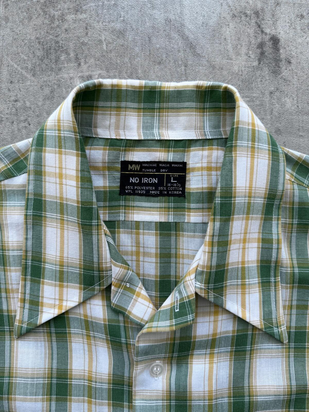 Vintage 70’s Sears USA Green Plaid Dagger Collar Cropped Two Pocket Summer Shirt