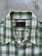 Vintage 70’s Sears USA Green Plaid Dagger Collar Cropped Two Pocket Summer Shirt
