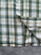 Vintage 70’s Sears USA Green Plaid Dagger Collar Cropped Two Pocket Summer Shirt