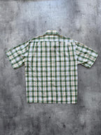 Vintage 70’s Sears USA Green Plaid Dagger Collar Cropped Two Pocket Summer Shirt
