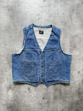 Vintage 1970’s Maverick USA Pile Fleece Lined Sanforised Denim Button Down Vest.