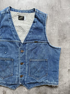 Vintage 1970’s Maverick USA Pile Fleece Lined Sanforised Denim Button Down Vest.