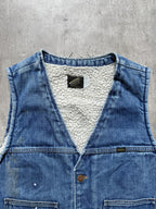 Vintage 1970’s Maverick USA Pile Fleece Lined Sanforised Denim Button Down Vest.