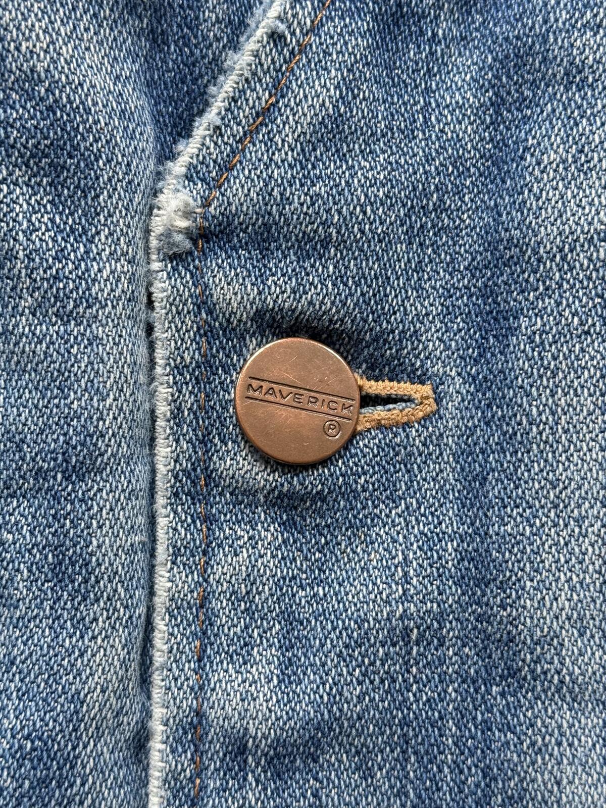 Vintage 1970’s Maverick USA Pile Fleece Lined Sanforised Denim Button Down Vest.