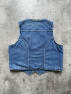 Vintage 1970’s Maverick USA Pile Fleece Lined Sanforised Denim Button Down Vest.