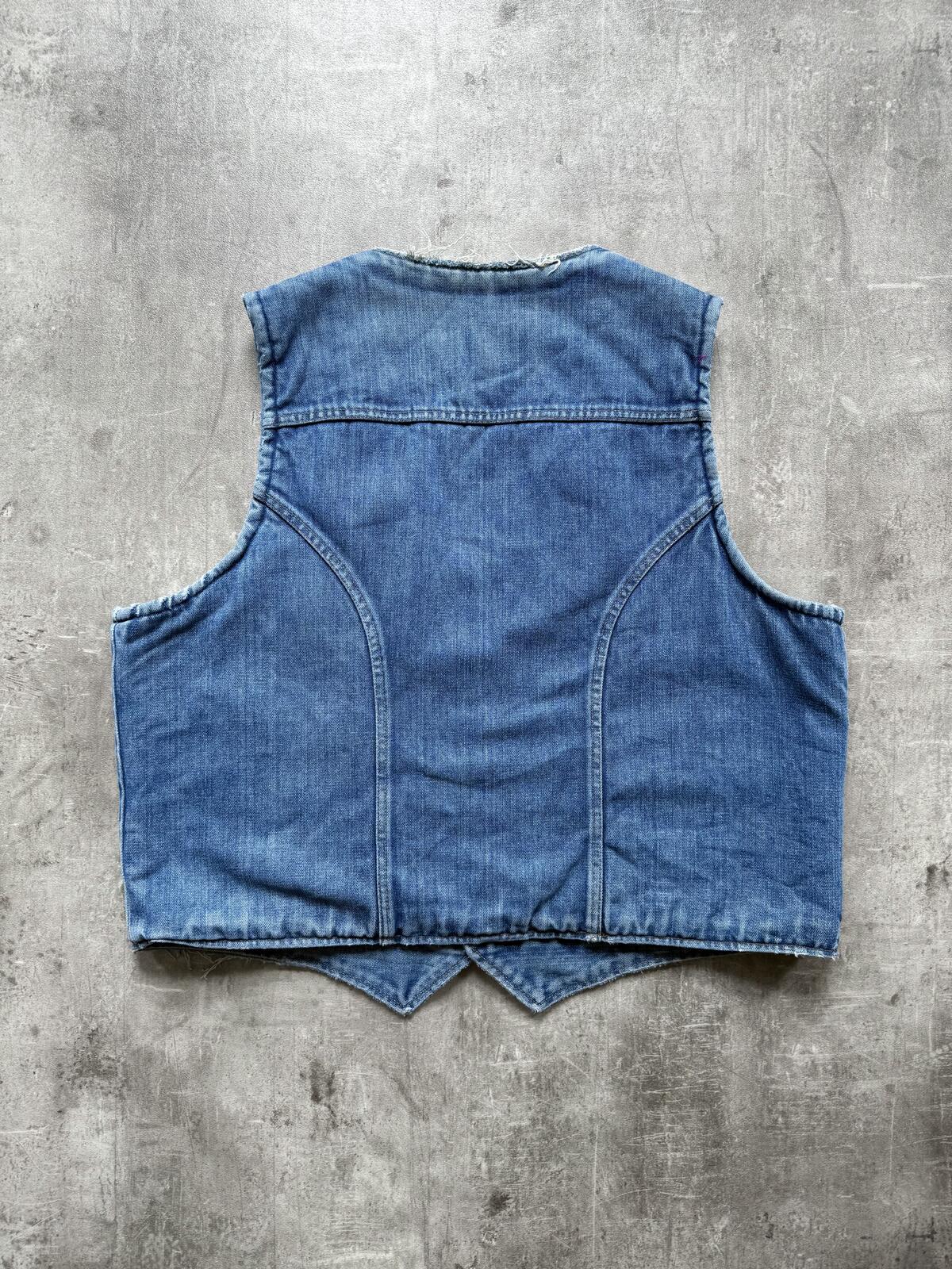 Vintage 1970’s Maverick USA Pile Fleece Lined Sanforised Denim Button Down Vest.