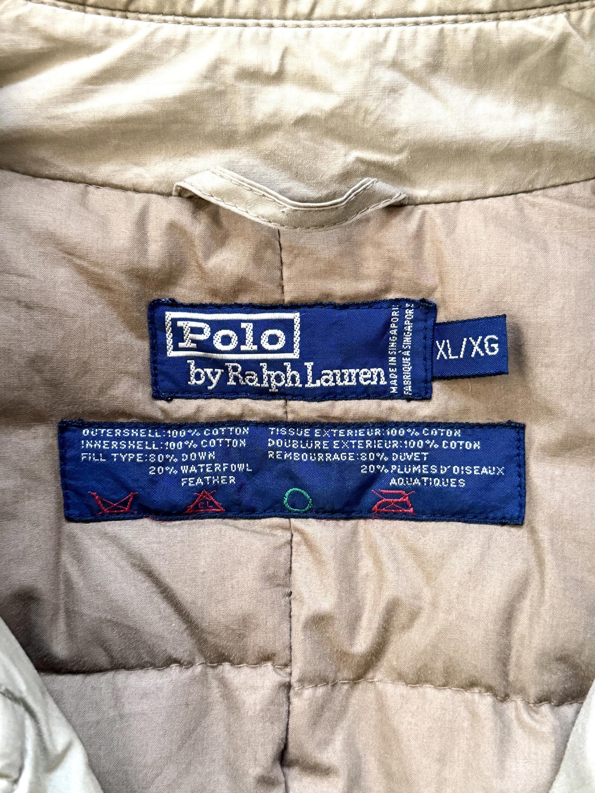 1990's Polo Ralph Lauren Double Breasted Goose Down Belted Commander Trench Coat