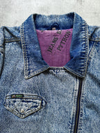 Vintage 1980’s Python Jeans Italian Belted Asymmetrical Motorcycle Denim Blouson