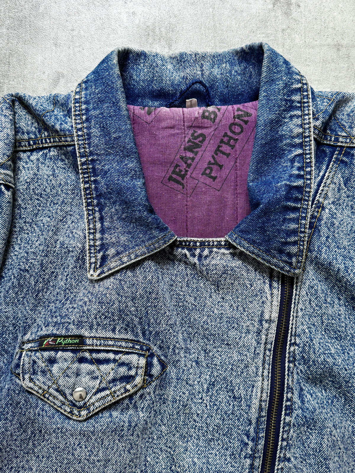 Vintage 1980’s Python Jeans Italian Belted Asymmetrical Motorcycle Denim Blouson