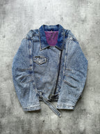 Vintage 1980’s Python Jeans Italian Belted Asymmetrical Motorcycle Denim Blouson