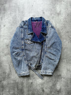 Vintage 1980’s Python Jeans Italian Belted Asymmetrical Motorcycle Denim Blouson