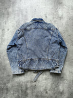 Vintage 1980’s Python Jeans Italian Belted Asymmetrical Motorcycle Denim Blouson