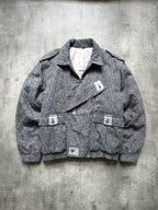 Vintage 1980s Sundenim Italian Salt & Pepper Tweed Quilted Flight Bomber Blouson
