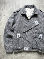 Vintage 1980s Sundenim Italian Salt & Pepper Tweed Quilted Flight Bomber Blouson