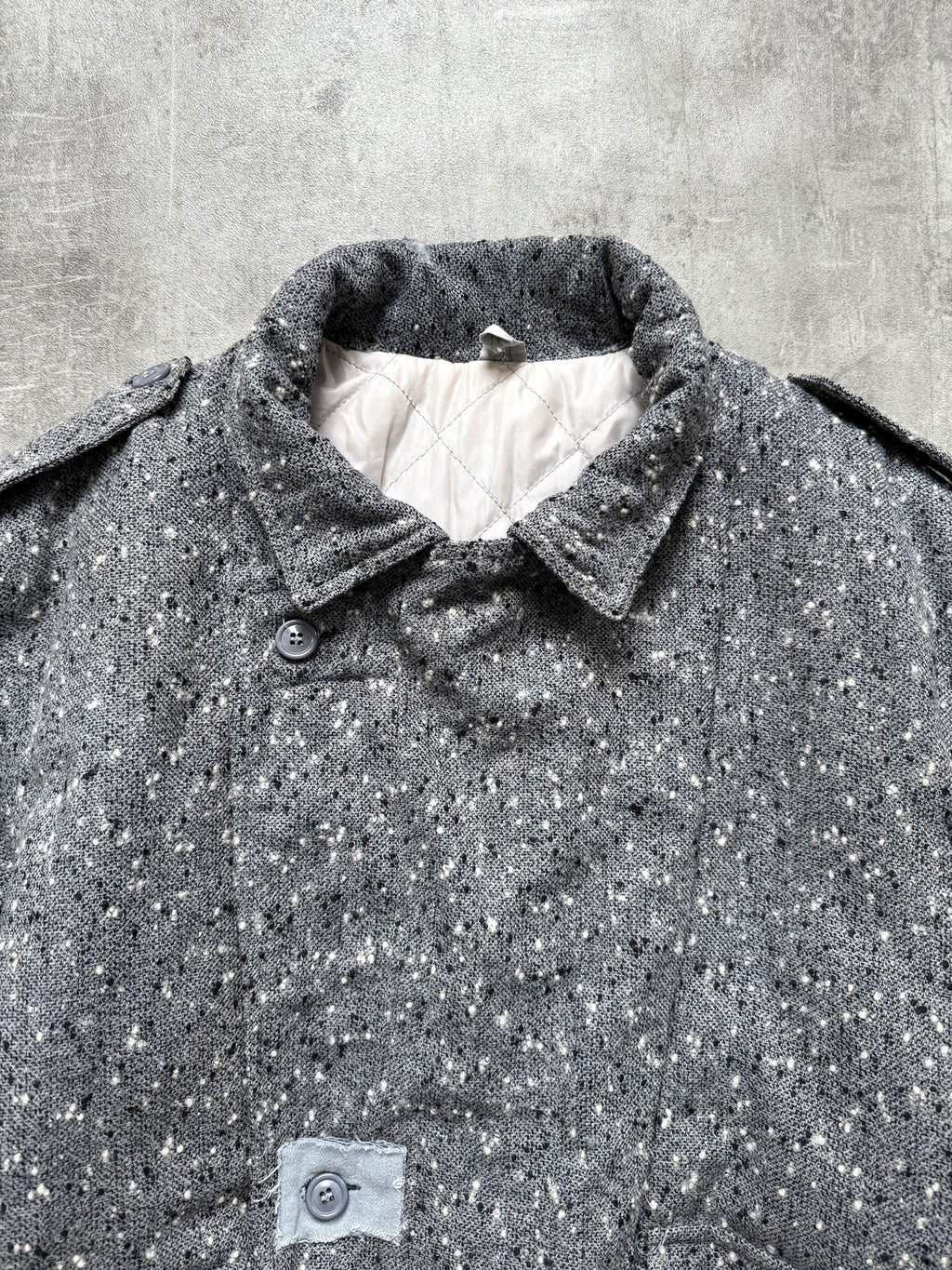 Vintage 1980s Sundenim Italian Salt & Pepper Tweed Quilted Flight Bomber Blouson