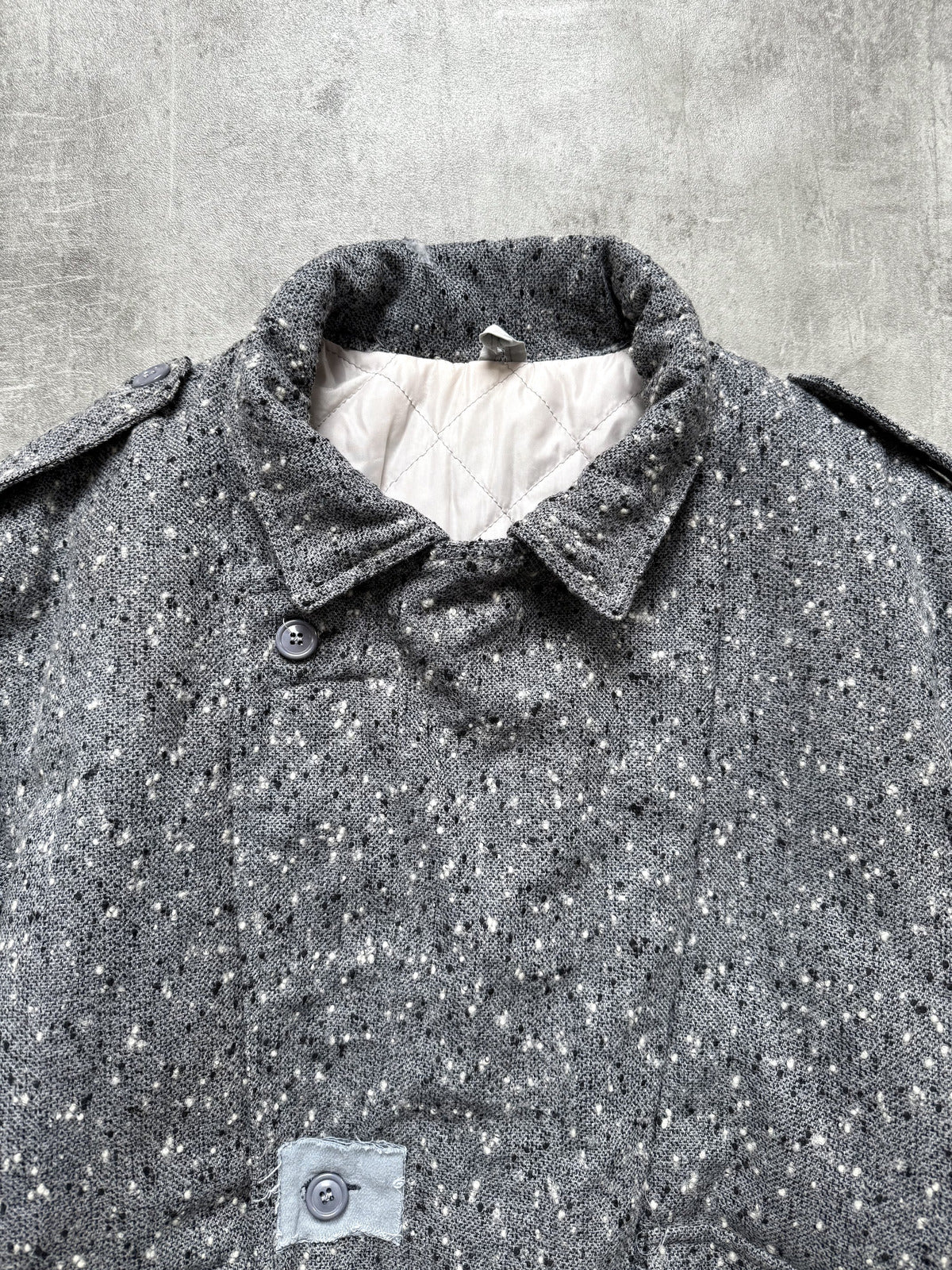 Vintage 1980s Sundenim Italian Salt & Pepper Tweed Quilted Flight Bomber Blouson