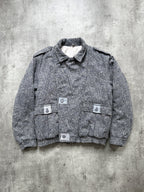 Vintage 1980s Sundenim Italian Salt & Pepper Tweed Quilted Flight Bomber Blouson
