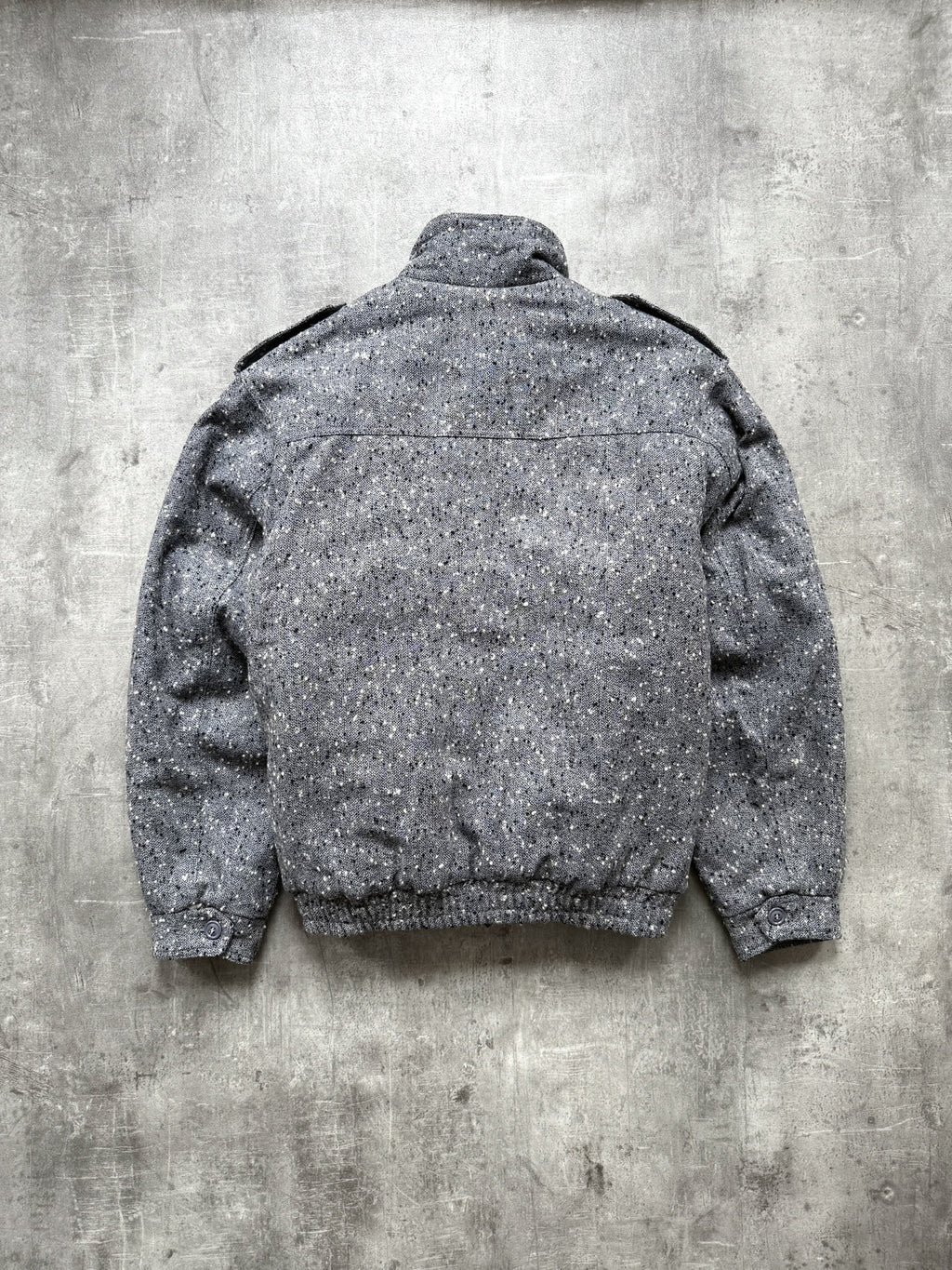 Vintage 1980s Sundenim Italian Salt & Pepper Tweed Quilted Flight Bomber Blouson