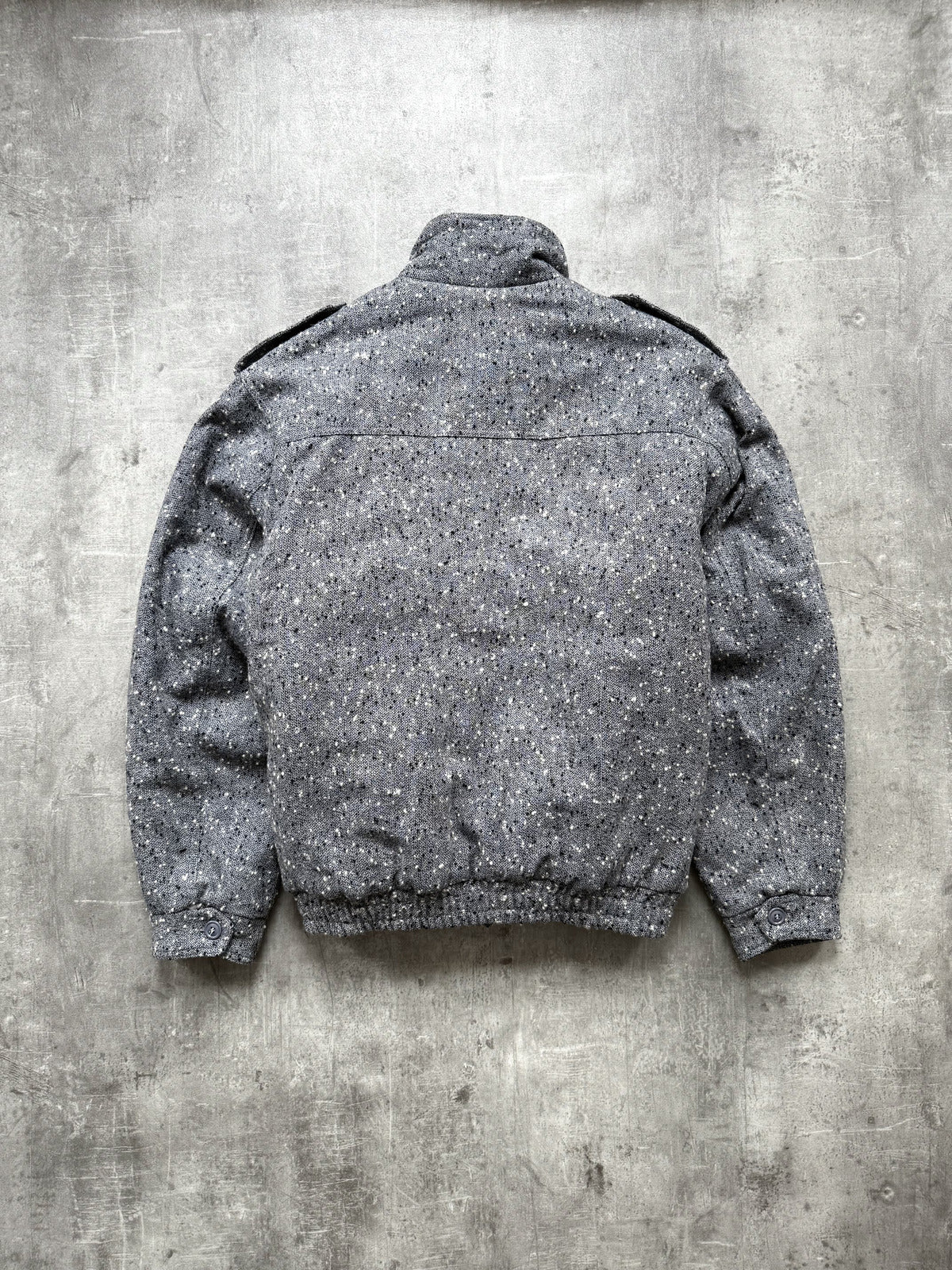 Vintage 1980s Sundenim Italian Salt & Pepper Tweed Quilted Flight Bomber Blouson