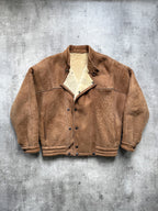 Vintage 1970's Italian Avant Garde Shearling Cropped Asymmetrical Bomber Jacket.