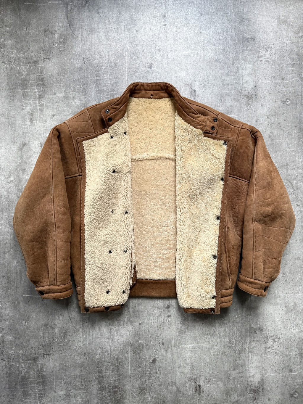 Vintage 1970's Italian Avant Garde Shearling Cropped Asymmetrical Bomber Jacket.