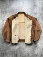 Vintage 1970's Italian Avant Garde Shearling Cropped Asymmetrical Bomber Jacket.