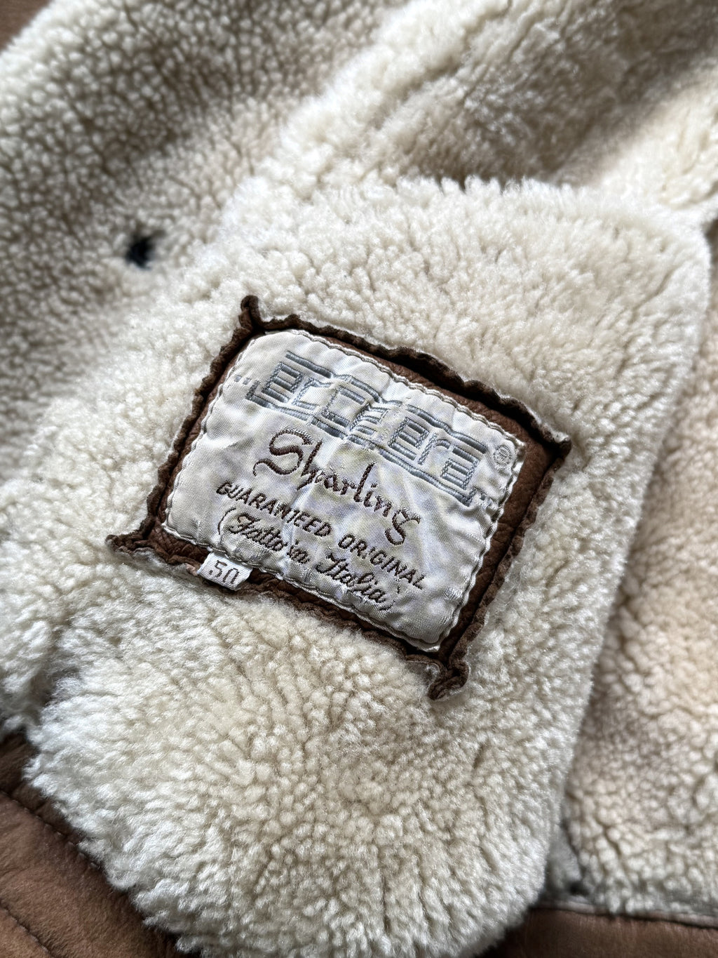 Vintage 1970's Italian Avant Garde Shearling Cropped Asymmetrical Bomber Jacket.