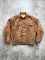 Vintage 1970's Italian Avant Garde Shearling Cropped Asymmetrical Bomber Jacket.