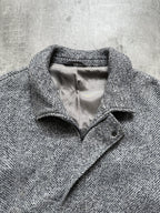 Vintage 70s West German Chevron Herringbone Tweed Wool Blouson Harrington Jacket