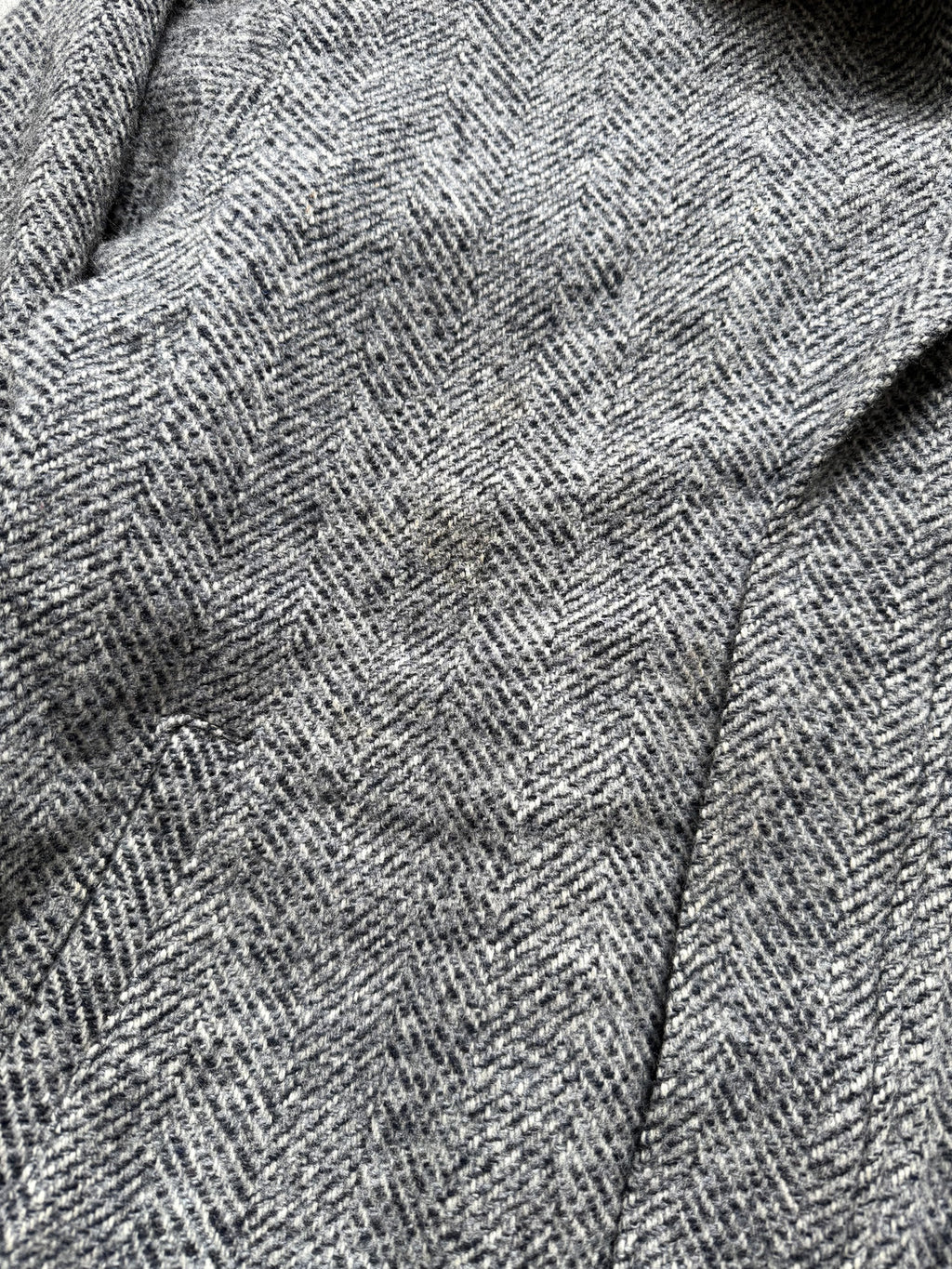 Vintage 70s West German Chevron Herringbone Tweed Wool Blouson Harrington Jacket