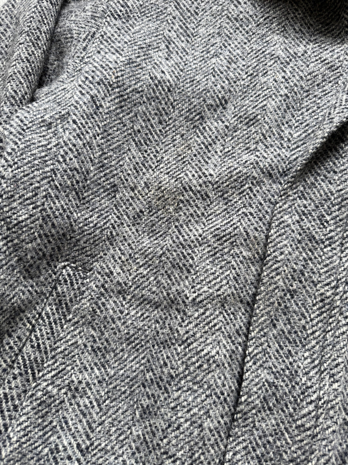 Vintage 70s West German Chevron Herringbone Tweed Wool Blouson Harrington Jacket