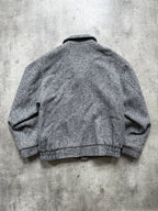 Vintage 70s West German Chevron Herringbone Tweed Wool Blouson Harrington Jacket