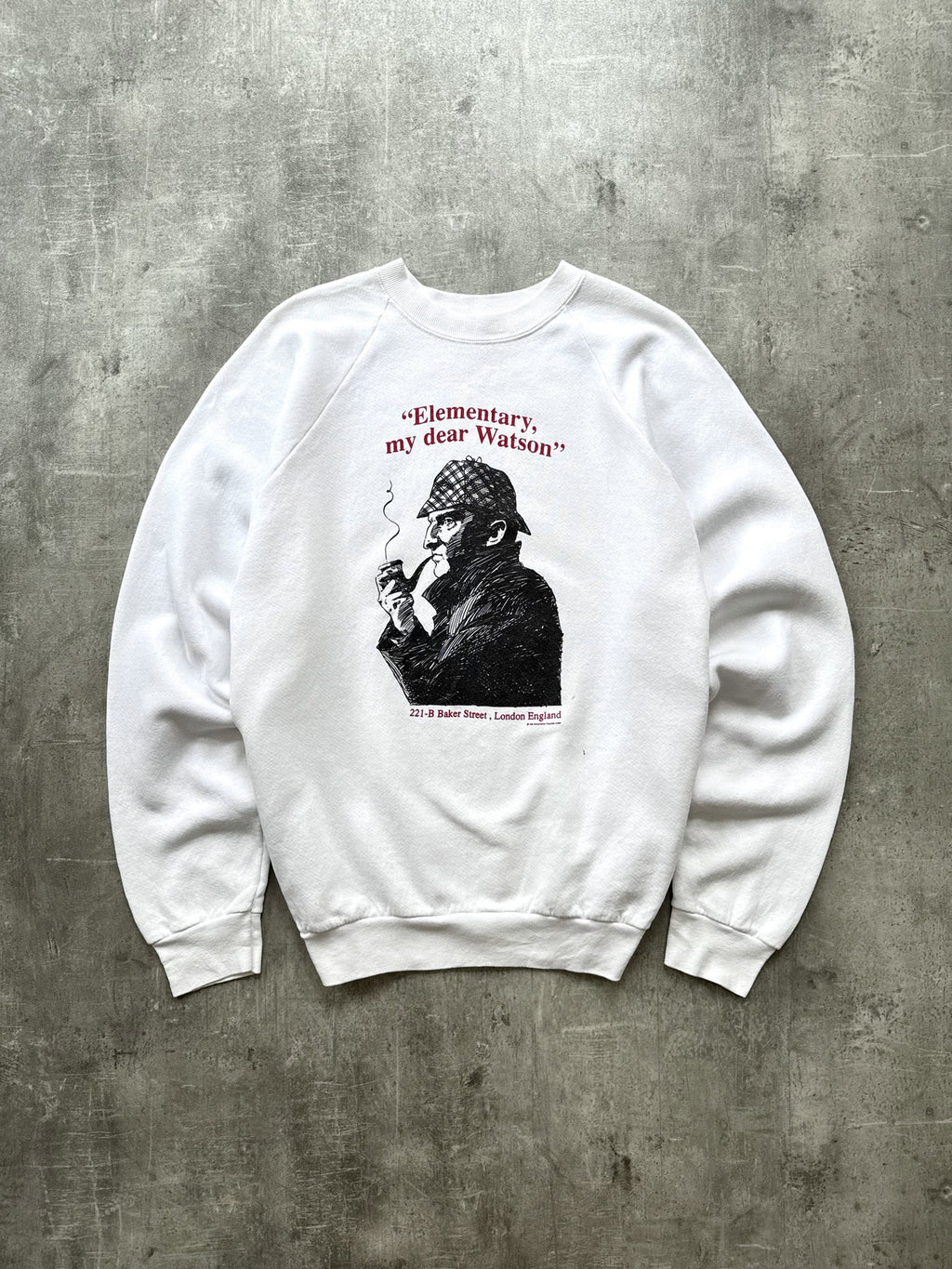 Vintage 1990 Sherlock Holmes Illustrated Raglan American Made Graphic Sweatshirt