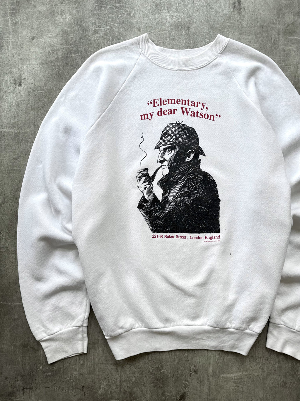 Vintage 1990 Sherlock Holmes Illustrated Raglan American Made Graphic Sweatshirt