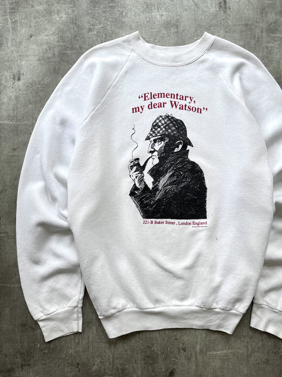 Vintage 1990 Sherlock Holmes Illustrated Raglan American Made Graphic Sweatshirt