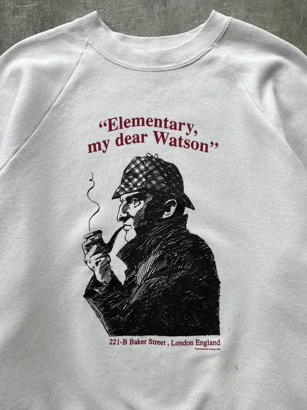 Vintage 1990 Sherlock Holmes Illustrated Raglan American Made Graphic Sweatshirt