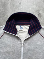 Vintage 1980's Rodeo Fleece Lined Raglan Sleeve Stripe Collar Track Sweatshirt.