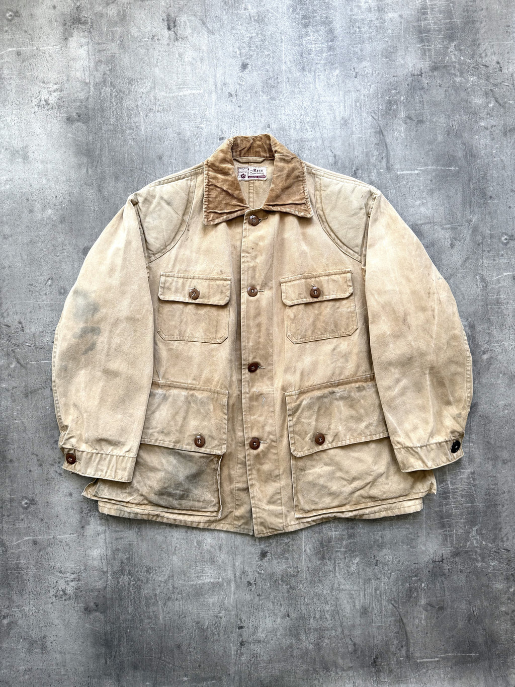 Vintage 1950’s Canadian Rice Sportswear Faded Duck Canvas Field Coat.