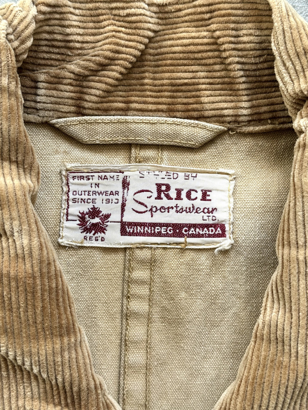 Vintage 1950’s Canadian Rice Sportswear Faded Duck Canvas Field Coat.