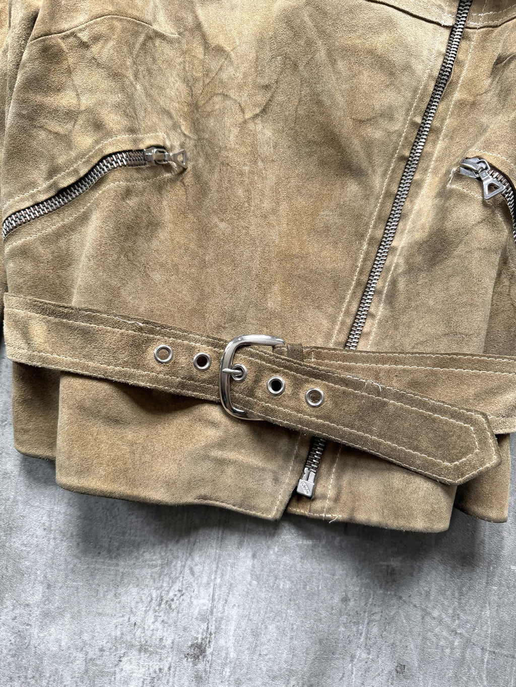 Vintage 1960’s Danish Lysta Zip Cropped Suede Motorcycle Jacket.